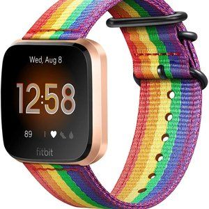 Fitbit Versa 2/ Versa/ Versa Lite Nylon Replacement Strap Band Rainbow
